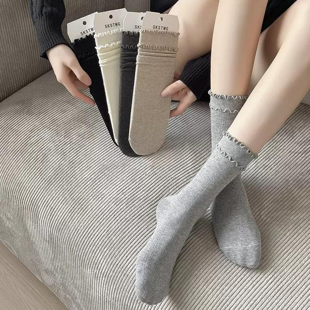 【預購商品】【0411結單】【批發】雙層花邊堆堆襪5雙 260407-02