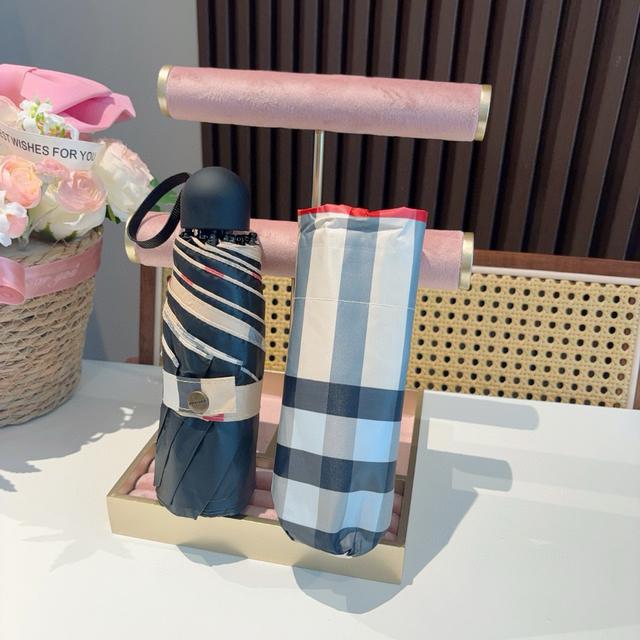 BURBERRY（巴寶莉）經典格紋 五折手動折疊晴雨傘