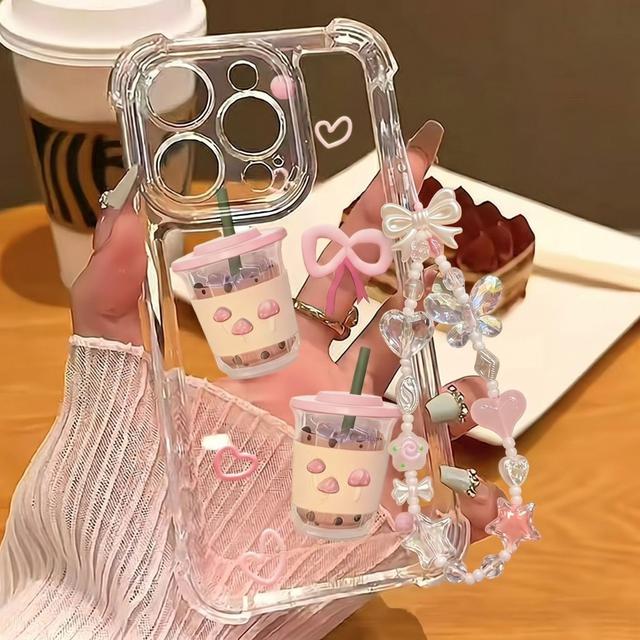 ins蝴蝶結奶茶四角防摔手機殼(預購)