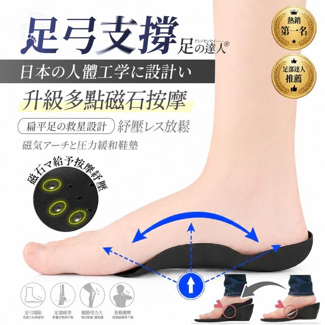 預購 日本アシノセンセイ® 磁石足弓支撐舒壓鞋墊 (一雙入)-9/9號中午12點結單