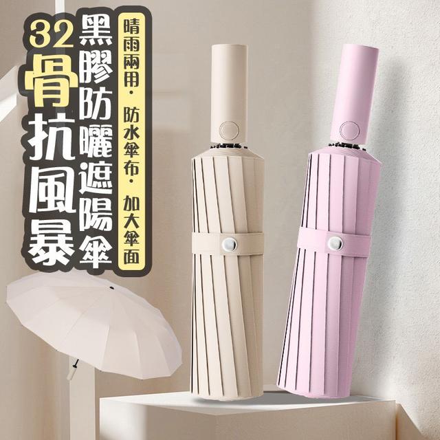 【預購商品】【0813結單】【批發】32骨抗風暴黑膠防曬遮陽傘 250811-05