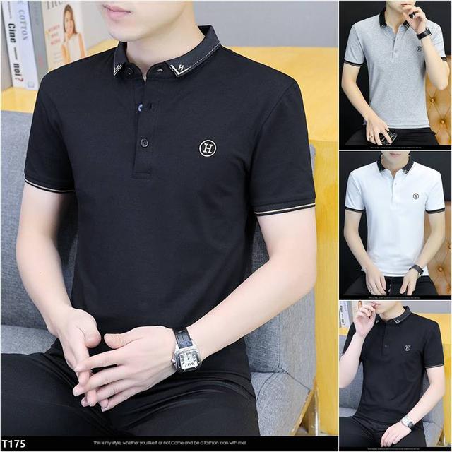 【預購】【0710結單】【批發】夏季男裝-刺繡翻領短袖T恤 T175