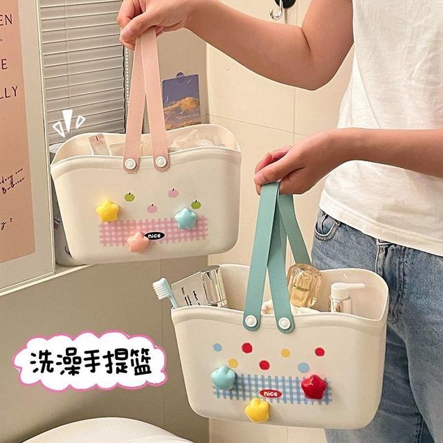 可愛少女心乾濕分離洗漱收納提籃(預購)