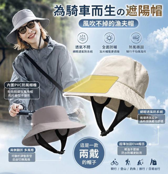 【預購商品】【0613結單】【批發】騎行防風遮陽漁夫帽 260608-18