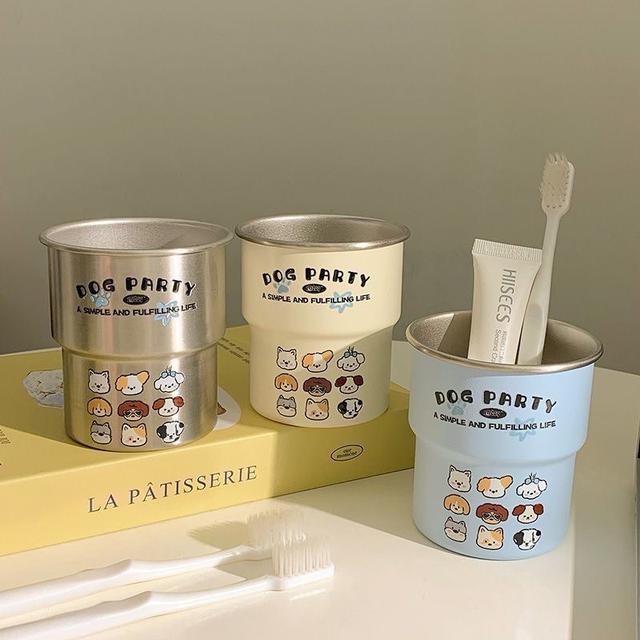 📌輕奢小狗家族 高顏值不鏽鋼漱口杯子