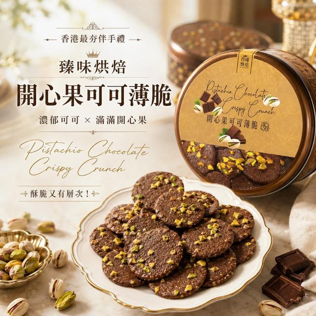 預購 香港淳珍 開心果可可薄脆135g -9/1下午3點收單