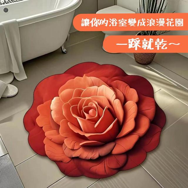 【預購商品】【0528結單】【批發】3D玫瑰花矽藻泥地墊 250526-05