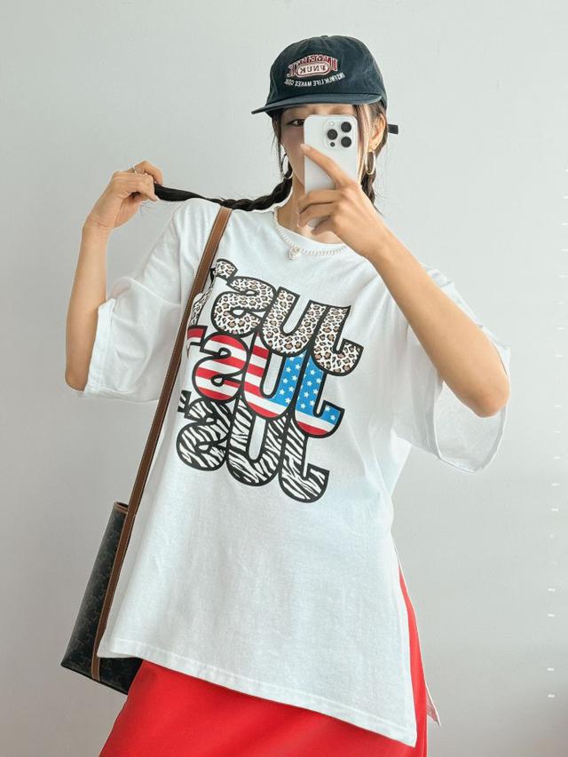 【預購商品】【0312結單】【批發】正韓 豹紋英文字寬鬆上衣030609 ♨️正韓服飾♨️