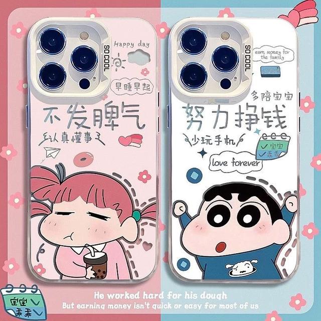 創意努力掙錢蠟筆小新情侶手機殼(預購)