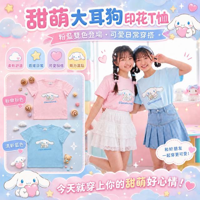 限量預購 正版授權 甜萌大耳狗印花T恤【顏色尺寸可選】-6/16下午3點收單