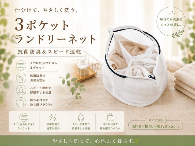 預購 - 日本 3COINS 3口袋分類洗衣袋 1個 - 6/3 收單