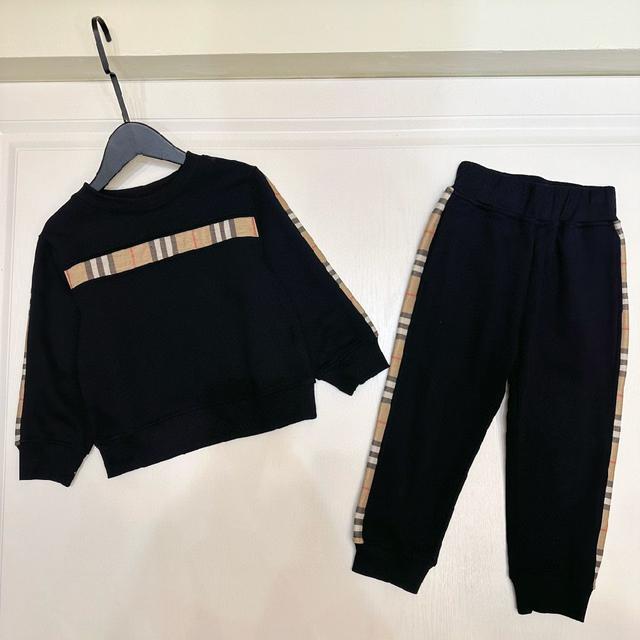 巴宝莉，高端童装，男女童套装，织带拼接系列