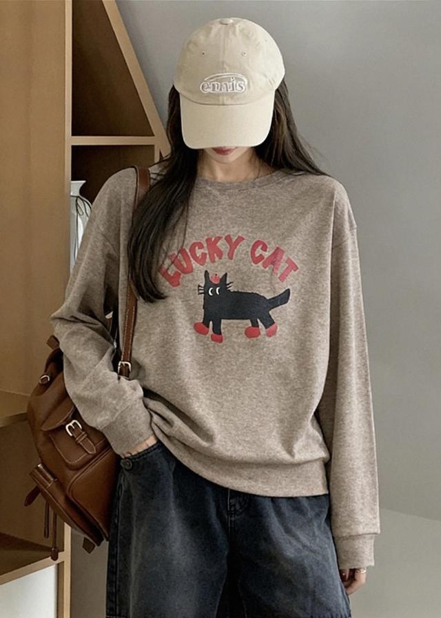 預購 MIT 歐妮Ouni 幸運貓磨毛學T (Z2692)【3色可選】-12/2下午3點收單