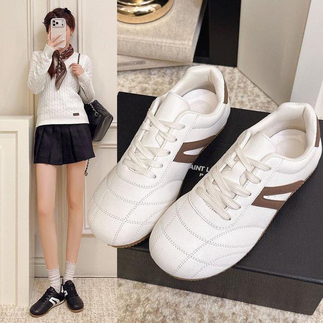 【長期團2026】【預購商品】【批發】韓版大碼 拼色繫帶平底運動鞋LE606 260304-10