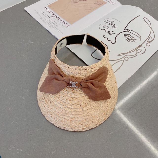 Celine赛琳23年夏季新款空顶发箍，拉菲草发箍草帽，高级感十足
