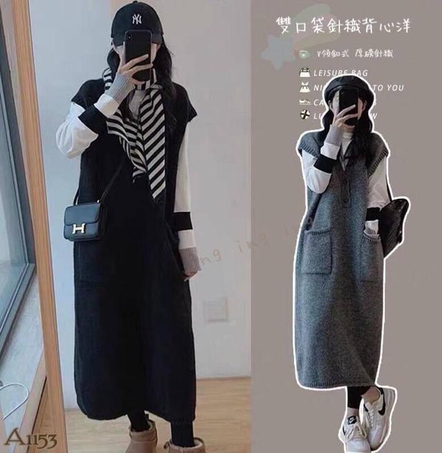【預購】【1129結單】【批發】V領雙口袋針織背心裙