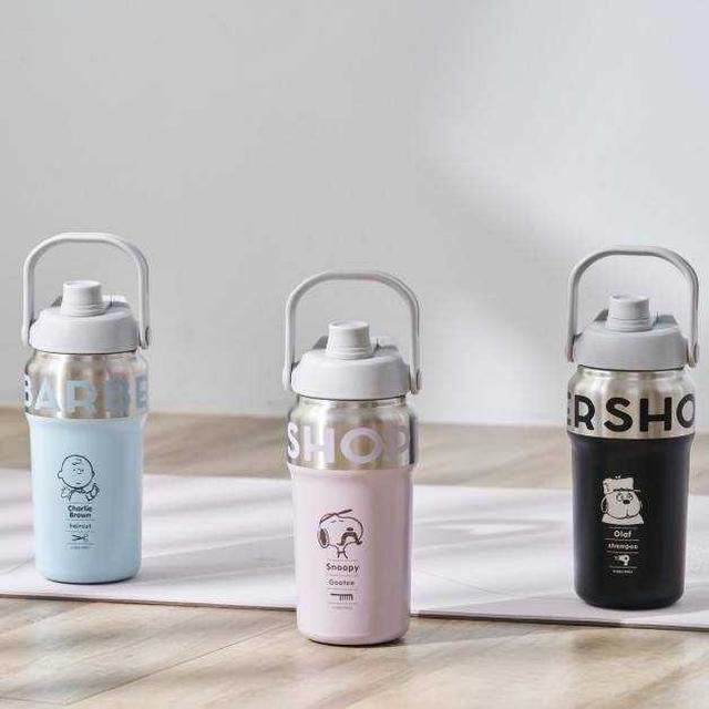 限量預購 史努比正版授權！復古理髮廳大容量手提真空保溫瓶/1000ml