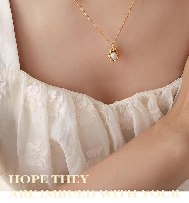 【824】《316鈦鋼》異形淡水珍珠吊墜項鏈