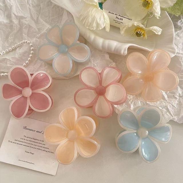 📌四季通用⚡️果凍撞色花朵抓夾 髮飾