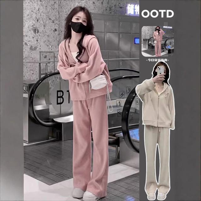 K1432-韓國運動連帽外套＋長褲套裝