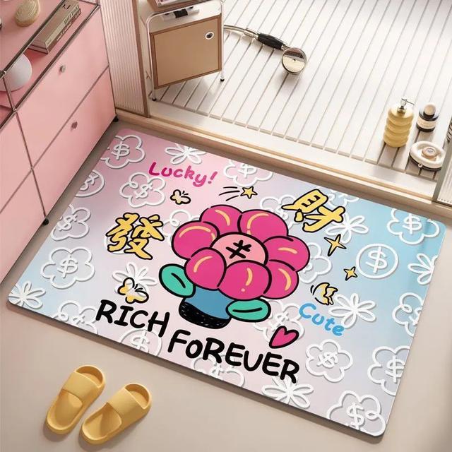 新款發財小花吸水地墊(預購)