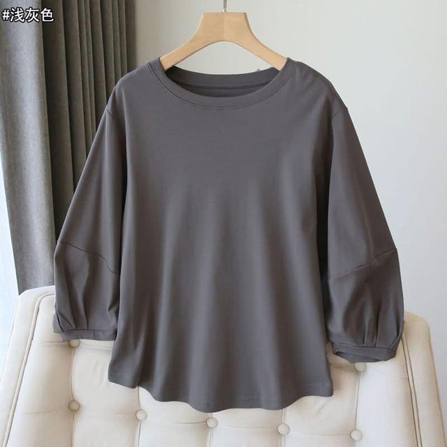 K1429-韓國雲朵七分袖不規則下擺上衣Ｔ恤