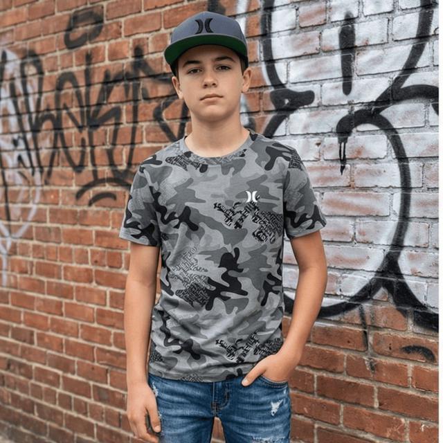 美國_HURLEY 迷彩純棉短T_男大童款#隨時結單