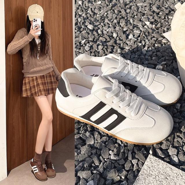 【長期團2026】【預購商品】【批發】韓版大碼 拼色繫帶平底運動鞋LE605 260304-11