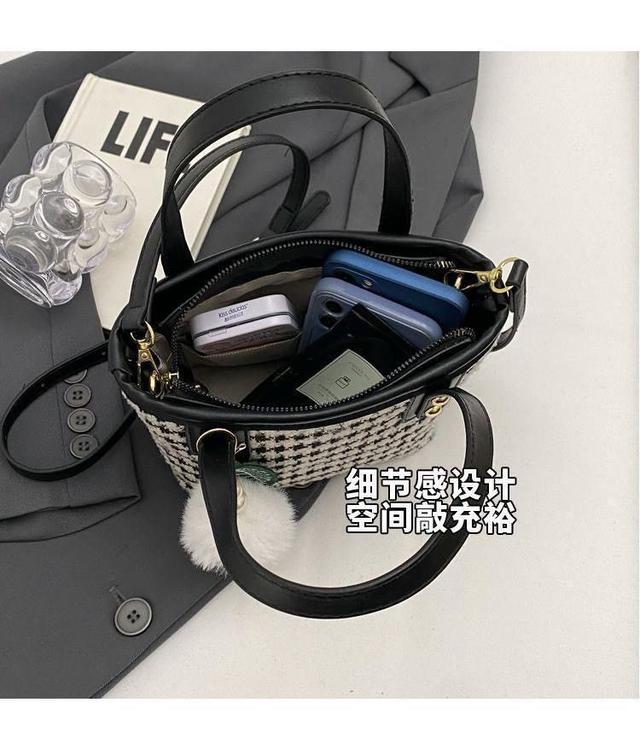 秋冬千鳥紋毛呢百搭手提側背包（預購）