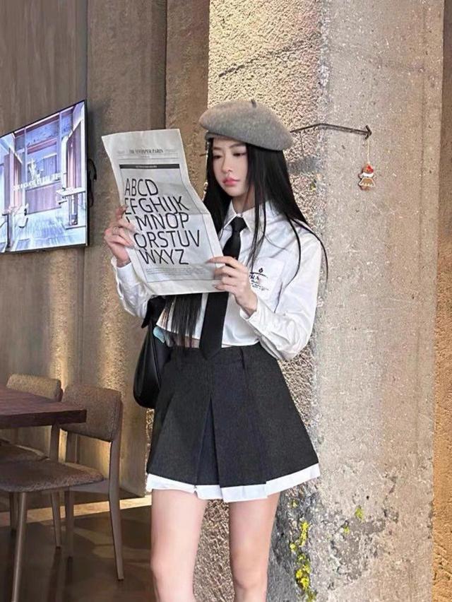 ami春夏小清新爱心刺绣长袖中长款衬衣