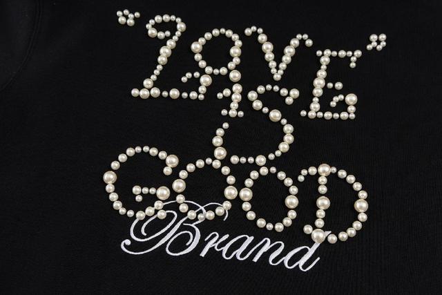 GOOD珍珠标语刺绣拉链连帽外套 面料采用400克毛圈高克重95棉5