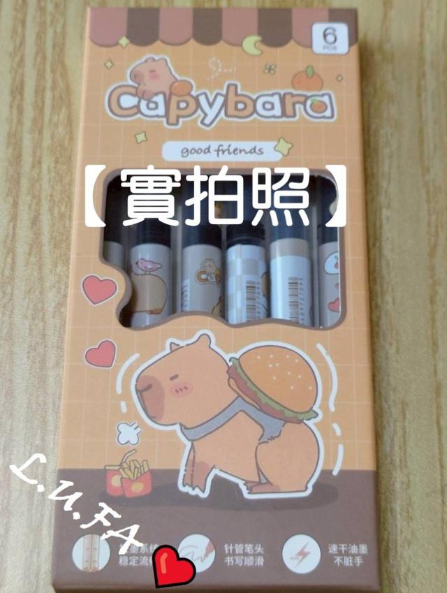 【麓芳工作室🍀愛團購🍀】【現貨區】【批發】卡皮巴拉 0.5MM針管筆頭中性筆6支【快速出貨】