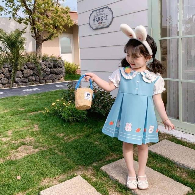 原創外貿 可愛兔兔甜美百褶公主裙(預購)