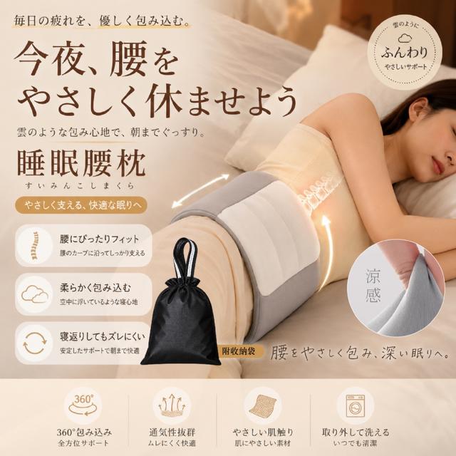預購 貼合腰部曲線~隨意翻動更舒適 雲感睡眠護腰枕 (附收納袋) -9/1下午3點收單