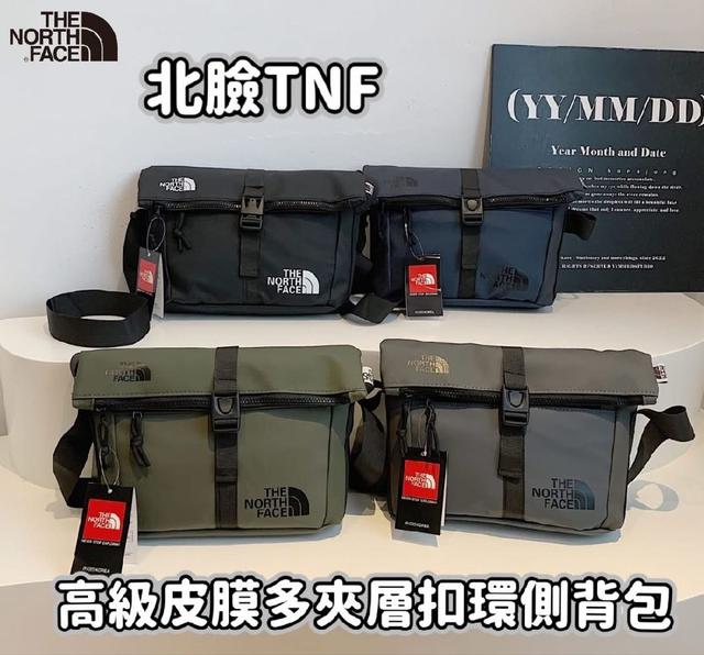 P573-北臉TNF高級皮膜多夾層扣環側背包