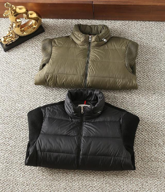 毛毡徽标贴片口袋拉链无袖羽绒服 男款