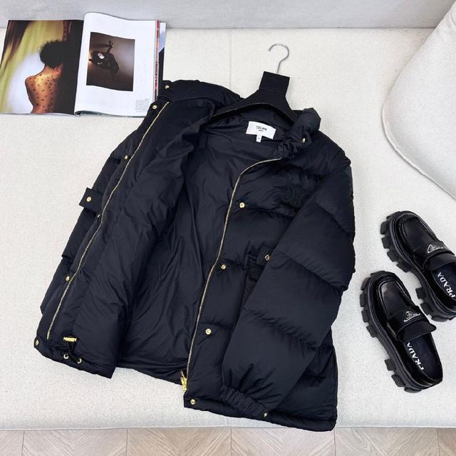 秋冬新款凯旋门皮徽标连帽束腰面包羽绒服 🤎本季最佳版型