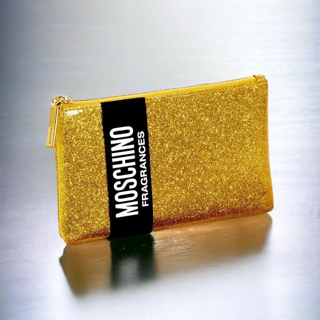 全新 Moschino 粉亮金蔥 手拿包 金色#少量現貨售完為止