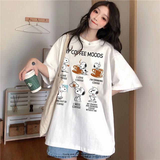 【預購商品】【0803結單】【批發】史努比喝咖啡卡通純棉T 250731-31