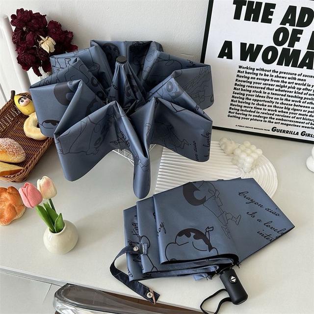 📌卡通蠟筆小新防紫外線防曬黑膠遮陽傘