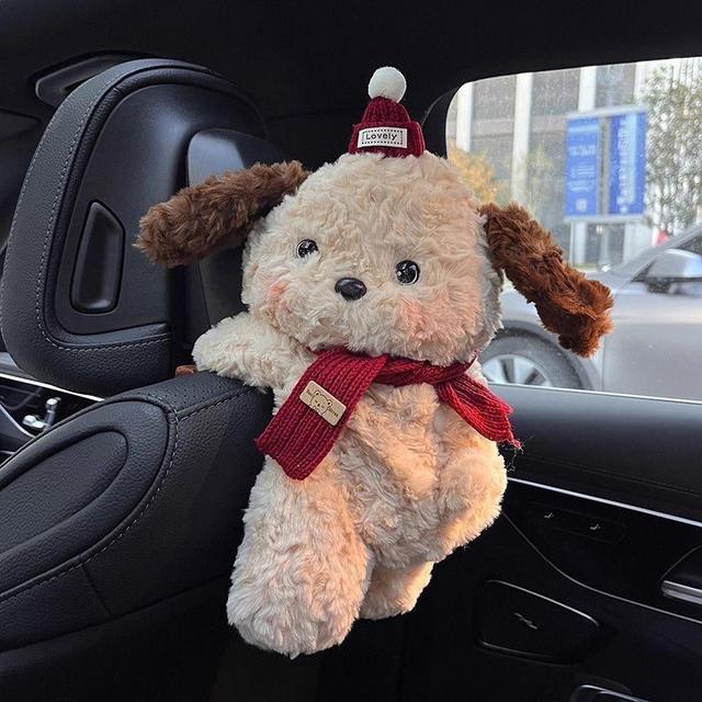 📌收納必備可愛害羞狗狗車內掛袋 紙巾盒 衛生紙袋