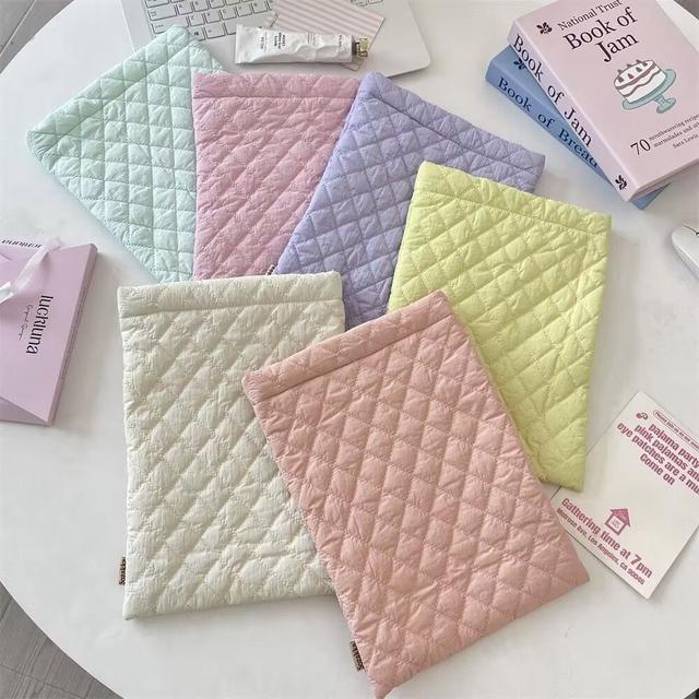 ins多巴胺色菱格柔軟平板電腦收納保護袋(預購)