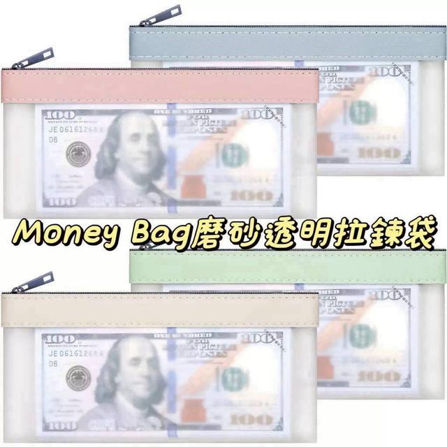 Money Bag 磨砂透明拉鍊袋 4個/組 SZ151