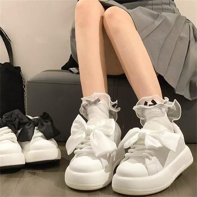 ins新款原創大蝴蝶結厚底小白鞋(預購)