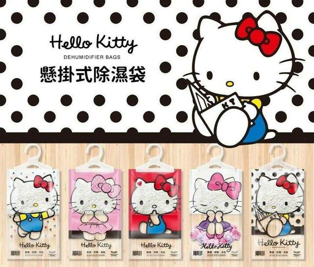 正版授權Hello kitty 英國梨與小蒼蘭懸掛式除濕袋（5包）