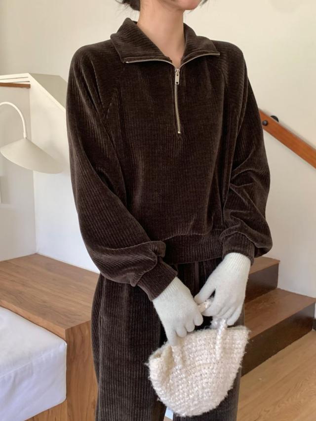 【預購商品】【1214結單】【批發】正韓 燈芯絨立領拉鍊上衣 120104♨️正韓服飾♨️