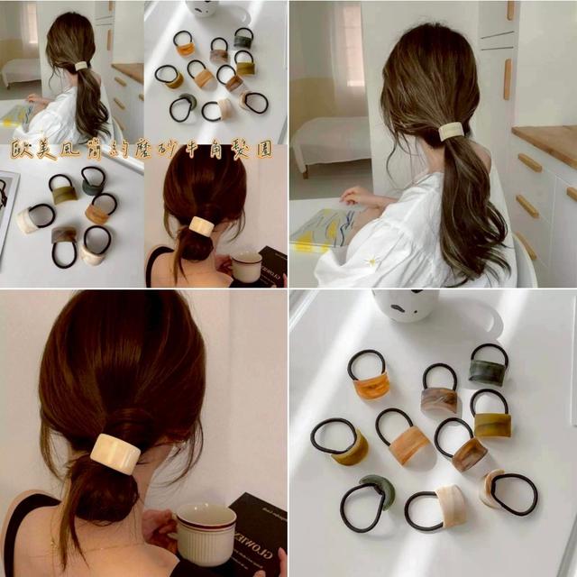 歐美風簡約磨砂牛角髮圈5個/包 SZ298