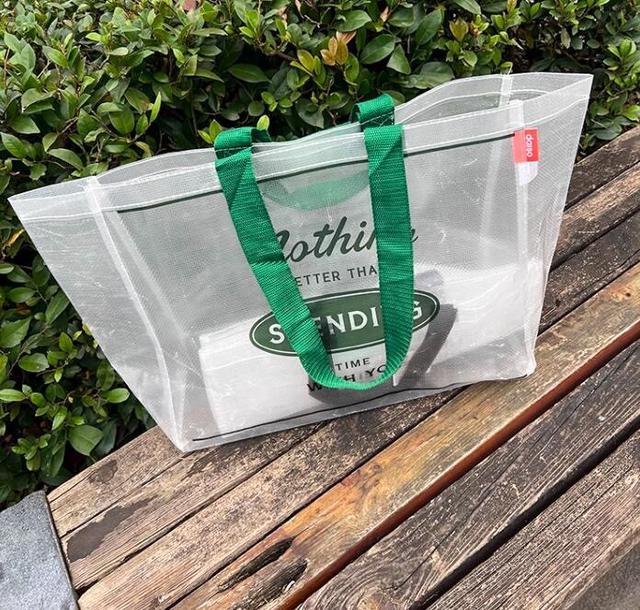 🇰🇷韓國大創㊣大號簡約半透明編織防水環保袋（2入）#04/19