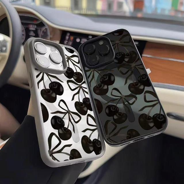 黑色櫻桃磁吸防摔手機殼(預購)