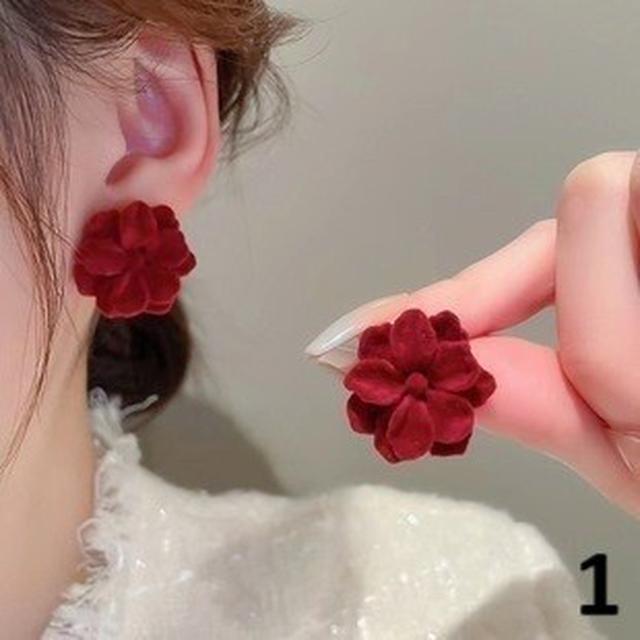 🌹NovaAmi🌹新中式安可拉紅色不規則扇形耳環